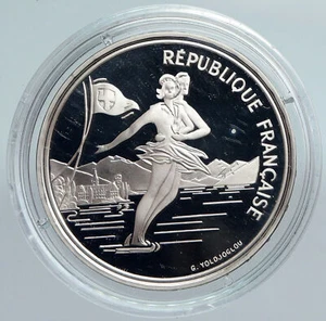 1989 FRANCE Figure Skating 1992 Olympics OLD Proof Silver 100 Francs Coin i89935 - Picture 1 of 3