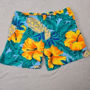 Vintage Hawaiian Shorts Mens Large 80s Tropical Floral Hawaii Summer Pineapple - Picture 1 of 10