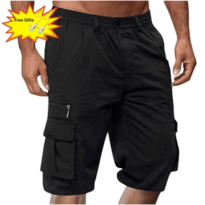 Summer Savings Clearance! Mens Shorts Solid Color Straight Buttons Zipper Elast - Picture 1 of 11