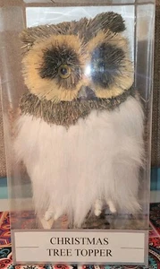 Jaclyn Smith Collection Winter Woodland Owl Tree Topper NIB Pine Cone Wings - Picture 1 of 14