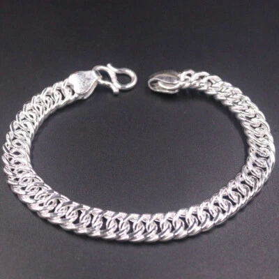 Real 999 Fine Silver Bracelet WIDER 16mm Curb Link Chain Bracelet 8.27inch 80g - Image 1 of 4
