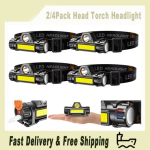 4X Impermeable LED Sensor de Movimiento Cabezal Antorcha Faro USB Faros Recargables - Imagen 1 de 13