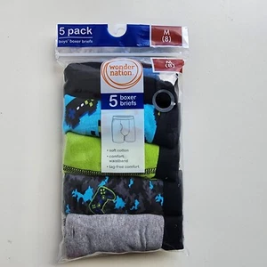 New Wonder Nation Boys Cotton Boxer Brief Underwear 5-Pack Gamer Green Blue M (8 - Picture 1 of 7