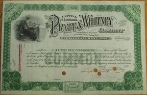 Francis Ashbury Pratt signiert Pratt und Whitney 1890 Aktienzertifikat Luftfahrt G - Bild 1 von 1