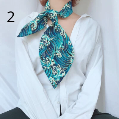 Lady Crane 印花领带围巾优雅丝带日本配件围巾薄 — 第 1/4 张图片