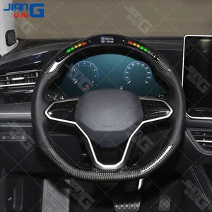 Real Carbon Fiber LED Steering Wheel Fit Volkswagen Transporter Passat 2020-2024 - Picture 1 of 9