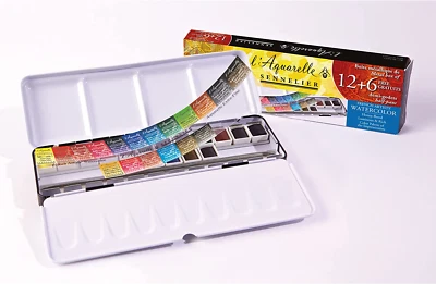 Sennelier Watercolor Metal Tin Set, 18 Assorted Colors, 10-131617 - Image 1 of 4