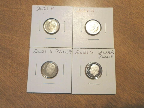 2021 P D S S Roosevelt Dime Silver & Clad Proof PDSS 4 Coin Set Lot Cover