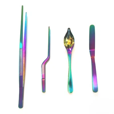 Pro Chef Plating Kit TWEEZERS Tongs Spatula Sauce Tool Cooking Spoon Kitchen Set - Image 1 of 4