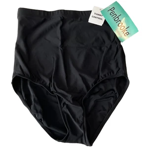 Penbrooke High Waist Bikini Bottom Womens Size 14 Black Stretch Tummy Control - Picture 1 of 13