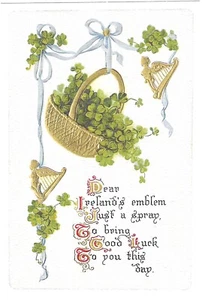 Tréboles antiguos vintage postal del día de San Patricio RETRO texturizada NUEVA REIMPRESIÓN - Imagen 1 de 2