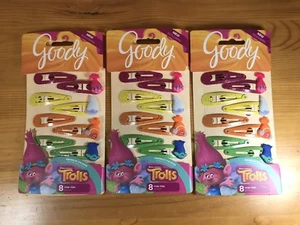 3 Packs Goody Troll Hair Clips With Charms 24 Snap Clips Total New Girl Poppy  - Picture 1 of 3