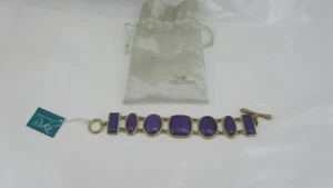 NUEVO CON ETIQUETAS - Brazalete Rivka Friedman de 8" de piedras preciosas púrpuras revestidas de oro de 18k LEER - Imagen 1 de 6
