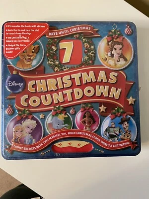 Disney NEW Christmas 7 Day Countdown Tin With Lock Kids Activity Stickers Set - Image 1 of 4