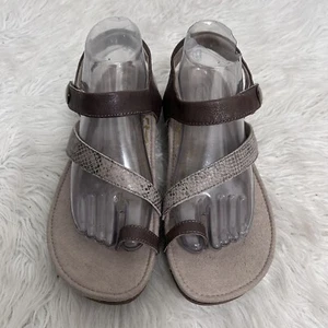 Aetrex Women’s Georgia Open Toe Loop Brown Leather Slingback Sandal Size 9 New - Picture 1 of 11