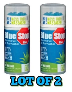 2x Blue Stop Max Massage Gel for Body Aches Aloe Vera Emu Oil & Menthol 3.4oz - Picture 1 of 5