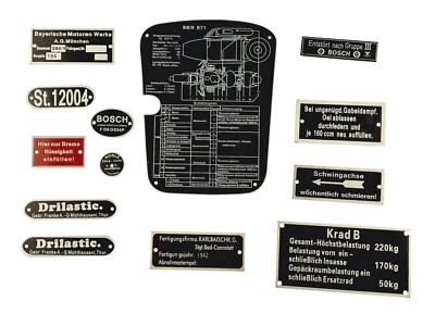 Schmierplan mit allen Typenschilder für Bmw R71 M72 Ural Dnepr K750 CJ750 WH - Bild 1 von 4