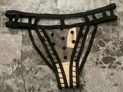 BRAGAS CHEEKINI NUEVAS CON ETIQUETAS VICTORIA'S SECRET XS NEGRAS LUNARES TIRAS RECORTE RARAS Foto 1 de 4
