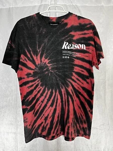 T-shirt uomo Reason rossa nera taglia media M tinta unita righe manica corta - Foto 1 di 4