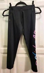 Adidas Black Activewear Leggings Bright Logo Size 10-12 - Picture 1 of 7