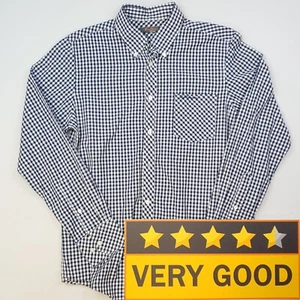 Ben Sherman Mens Shirt Medium (Slim) Modern Fit White Blue Long Sleeve Check - Picture 1 of 14