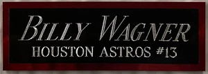 PLACA DE IDENTIFICACIÓN BILLY WAGNER ASTROS PARA ESTUCHE CUBO DE EXHIBICIÓN DE BÉISBOL AUTOGRAFIADO firmado - Imagen 1 de 4
