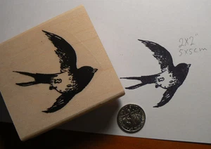 P15 Vintage Swallow bird rubber stamp 1.5x1.6" WM - Picture 1 of 2