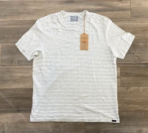 Camicia Faherty Sunwashed manica corta T uomo XL panna flint righe cotone biologico - Foto 1 di 7