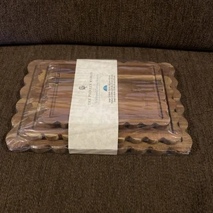 Pioneer Woman Scalloped Cutting Boards Kitchen Board 3pc Set  Acacia Wood New - Picture 1 of 6
