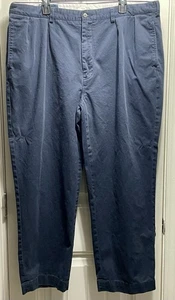 Polo Ralph Lauren Andrew Pants Mens Size 40x30 Navy Blue Chino Pleated Khakis - Picture 1 of 17