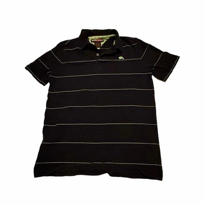 Vintage Y2K Hawk Black Neon Green Stripe Polo Shirt Boys Large Youth - Image 1 of 4