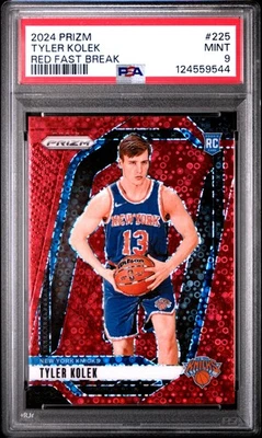 2024 PANINI PRIZM RED FAST BREAK #225 TYLER KOLEK ROOKIE RC 80/100 PSA 9 - Image 1 of 2