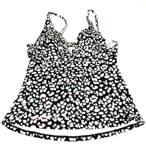 NEW Jessica Simpson Swim Tankini Top Size Large Leopard White Black Brown #1950 - Picture 1 of 5