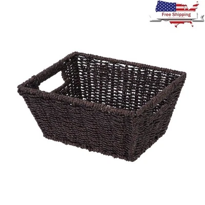 Handwoven Seagrass Decorative Basket Storage Organizer Rectangular Gift Box New - Image 1 of 4