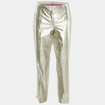 Pantalones de seda Etro Silver Lurex M Foto 1 de 4