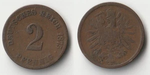 1875 Germany 2 pfennig coin - Picture 1 of 1