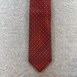Ermenegildo Zegna Geometric Red Made In Italy 100% Silk Neck Tie Men's - Picture 1 of 6