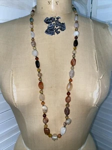 Handmade Natural Multi Stone Necklace Screw closure 36” Length - Picture 1 of 7