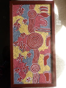 “KANGAROO DREAMING” Peggy White Nakamarra Acrylic on Canvas Aboriginal  8" X 16" - Picture 1 of 8