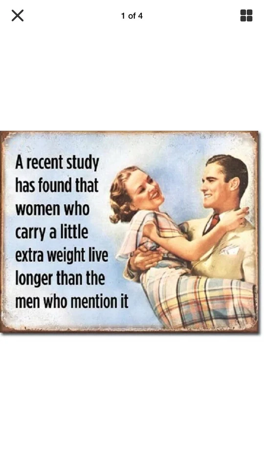 TIN SIGN “Lady Jokes” Humor Comedy Vintage Female Funny Rustic Diner Humor - Image 1 of 1