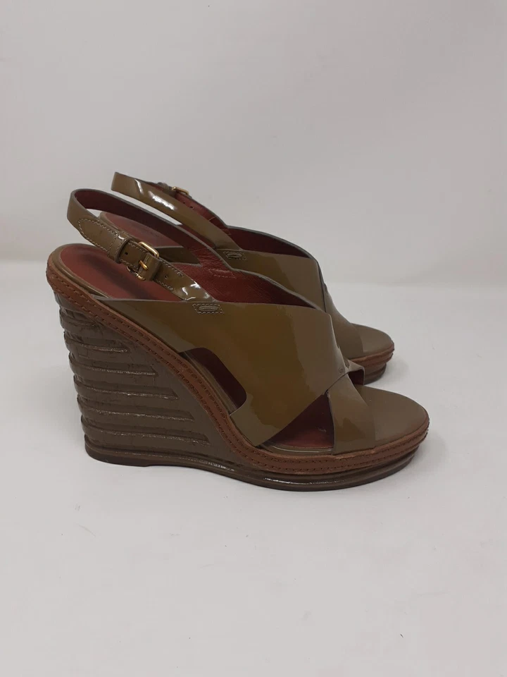 Sandalias de cuña Marc By Marc Jacobs para mujer de charol verde talla 10 Foto 1 de 4