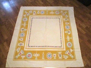Vintage ~ Leinen Tischdecke ~ Startex Haushaltstextilien ~ 50,0" x 54,0" - Bild 1 von 12