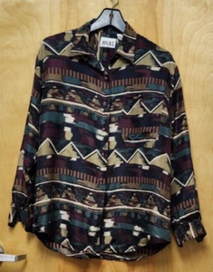 JOULE Energy Size M 100% silk vintage long sleeve button up blouse - Picture 1 of 10
