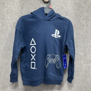 Playstation NWT Boys 8 Navy Blue Hoodie Sweatshirt Controller Gaming Logo - Picture 1 of 9