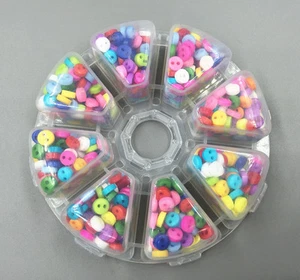 800pcs Mixed Resin Buttons Fit Sewing 8-color Transparent Storage Box + 6mm - Picture 1 of 4