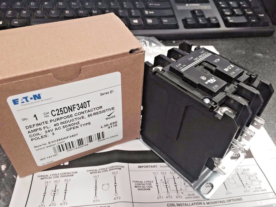 Eaton C25DNF340T Definite Purpose Contactor 24v AC