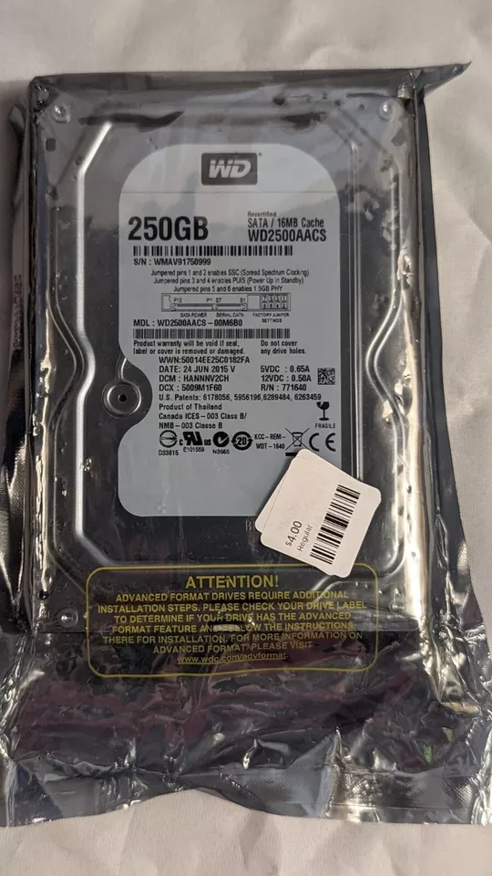 Western Digital WD2500AACS 250GB 7.2K 3G SATA 3.5" HDD WD2500AACS - Image 1 of 1
