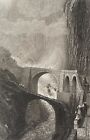 Pont du Diable lithographie 1836 d'aprs Barlett et Richardson Suisse Alpes