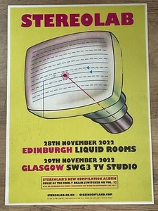 STEREOLAB Concert poster - Edinburgh/Glasgow 2022 show tour band Gig memorabilia - Picture 1 of 1