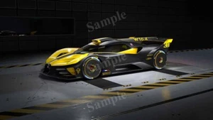 Póster fotográfico impreso decoración de pared Bugatti Bolide 2022 amarillo negro alta resolución - Imagen 1 de 1